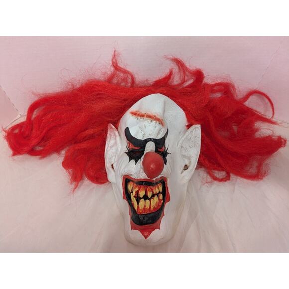 Seasonal Visions Scary Clown Mask Halloween Costume Red Hair Adult Horror Spooky - Picture 1 of 10